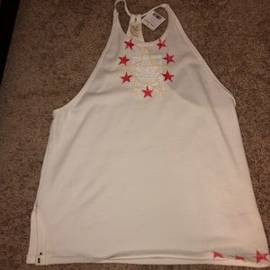 🚨🚨NWT White free people tank with pink stars